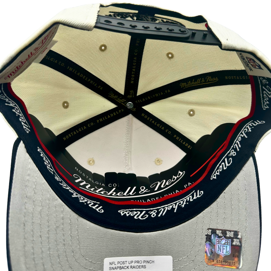 Los Angeles Raiders Hat - White Black 2-Tone Post Up MVP NFL Snapback Cap - Mitchell & Ness